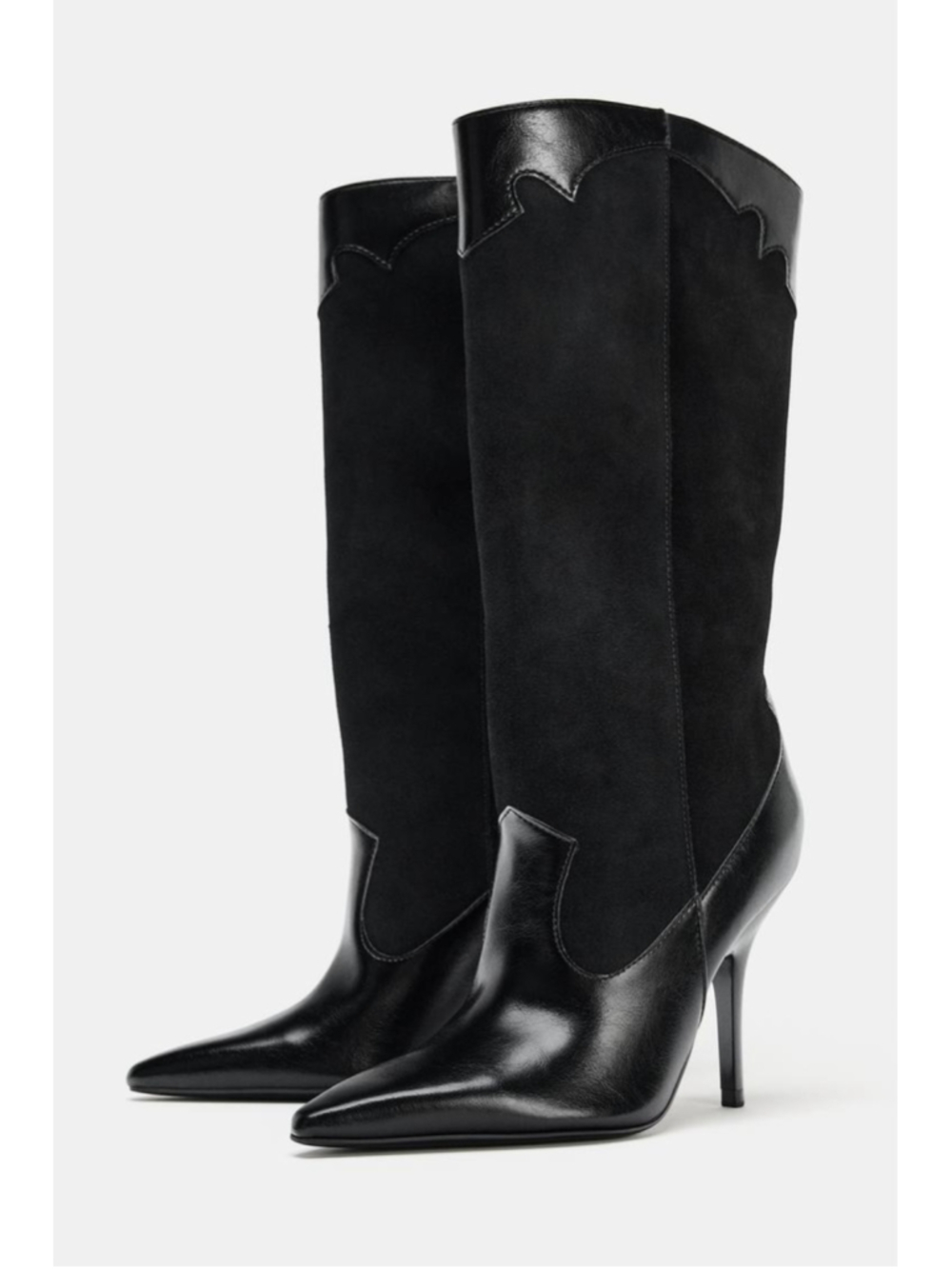 ZARA Asymmetric Shaft Cowboy Boots – Size 39 EU